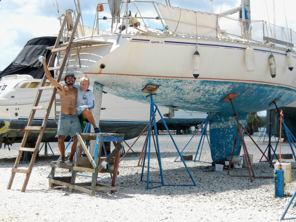 The couple with their boat, Anna-Laura