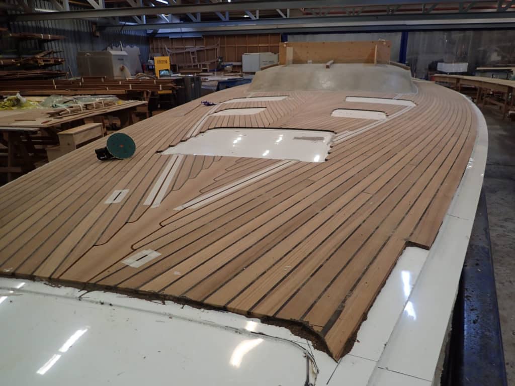 Teak sailboat deck