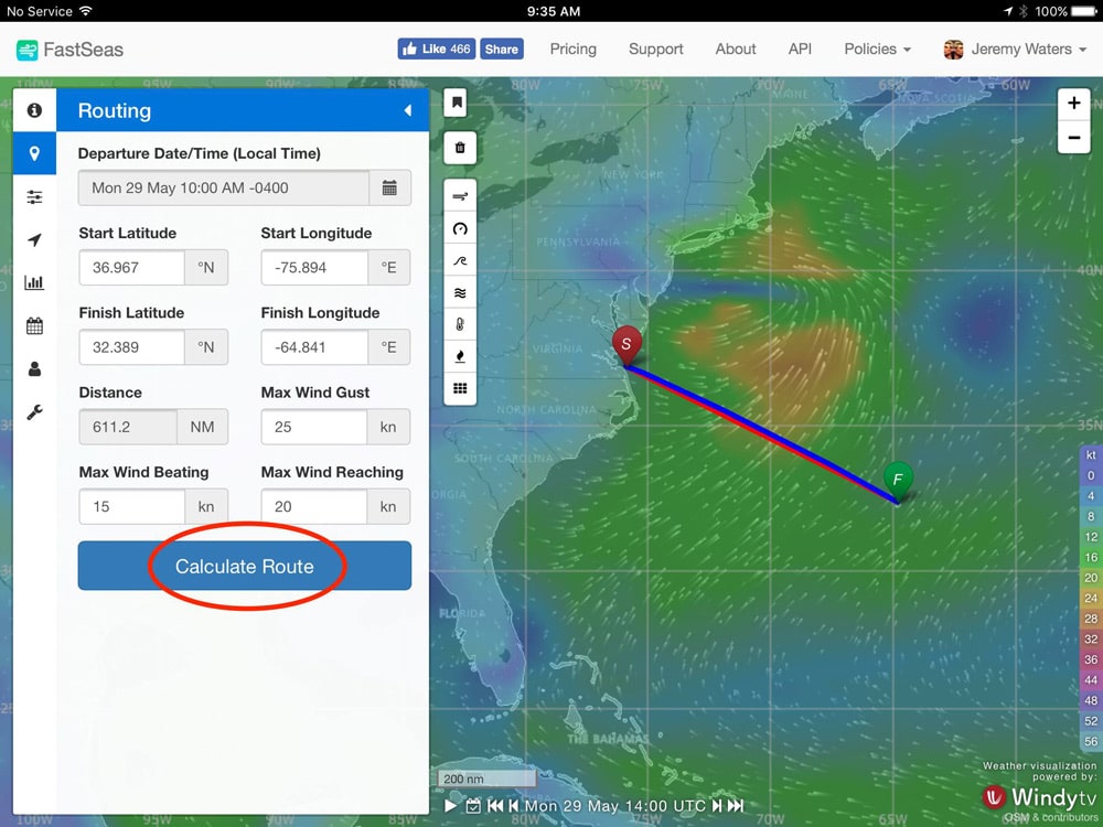 FastSeas Route calculator