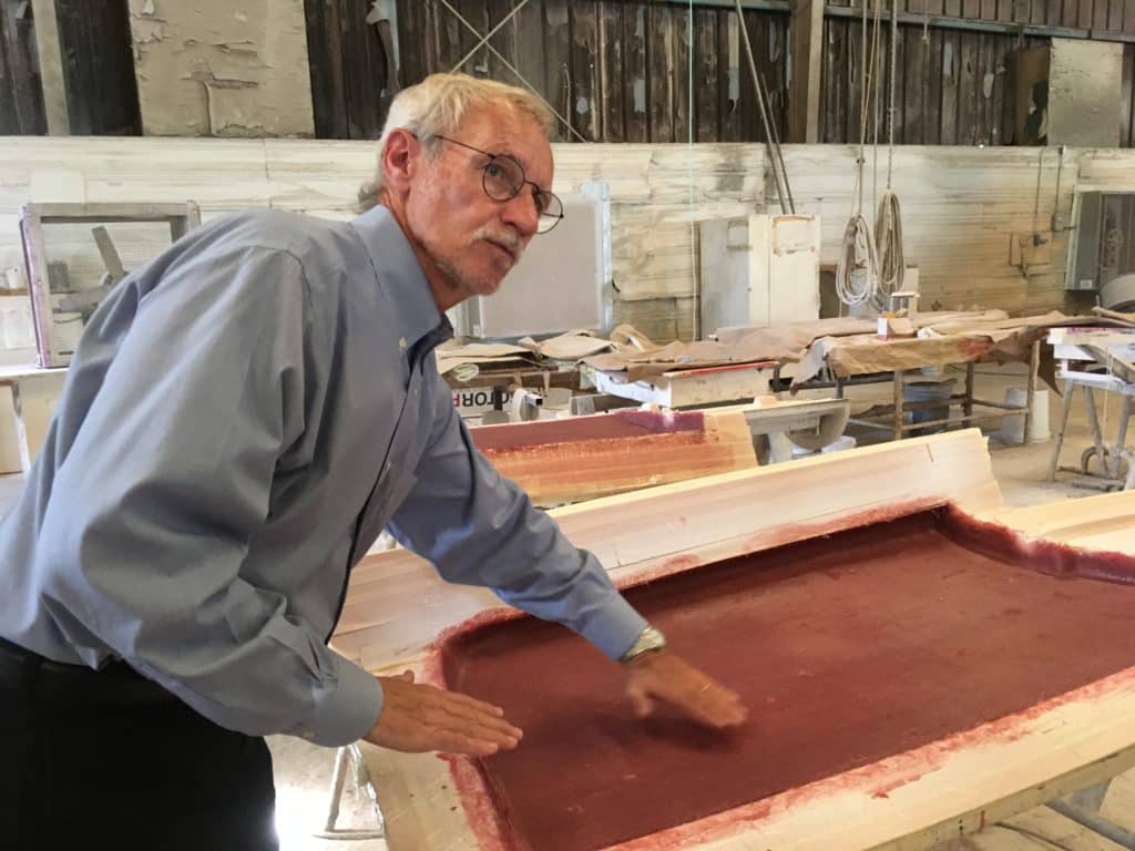 Gerry Douglas explains how the rudders are built.