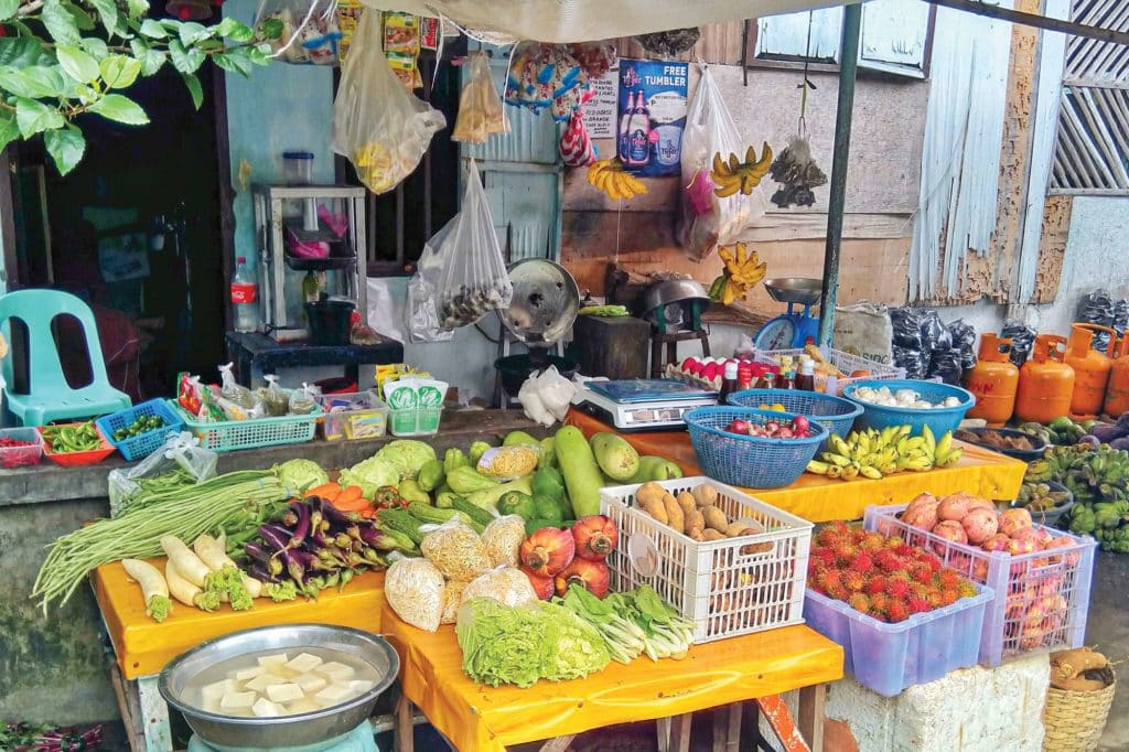 Small produce stand at a market