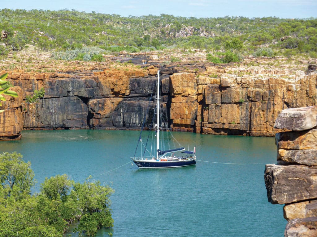 52-foot sailboat anchored