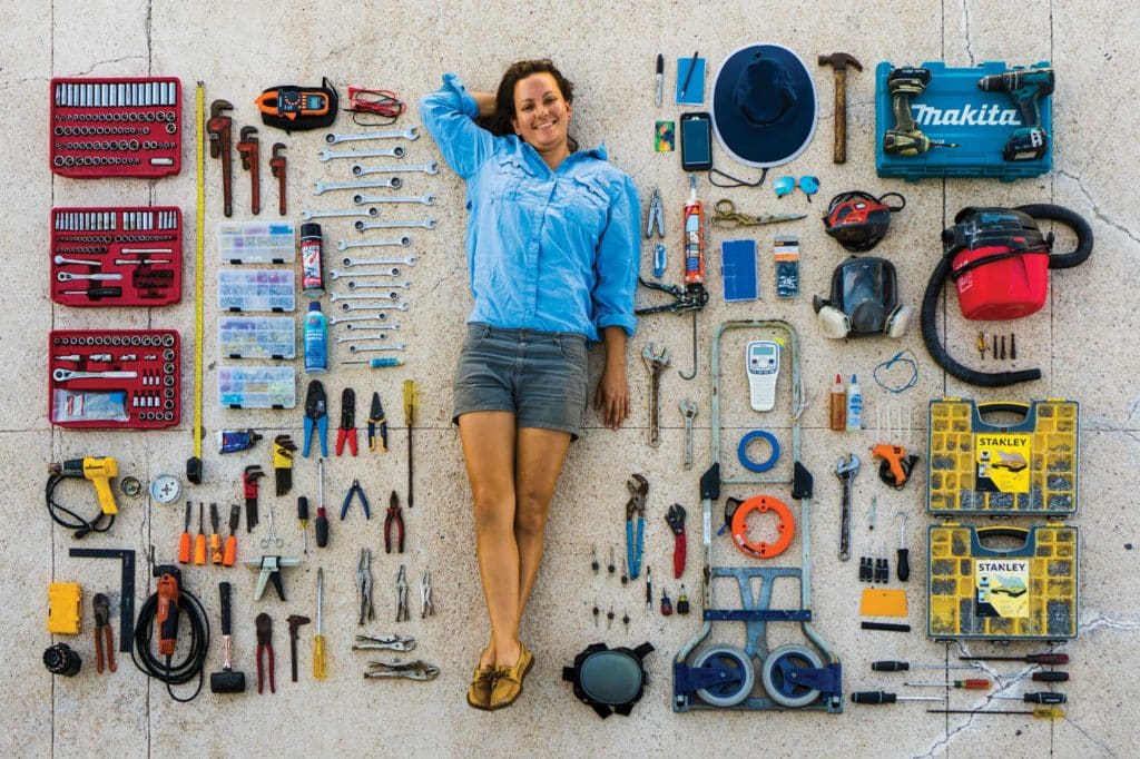 Marga Pretorius and her sailing tools