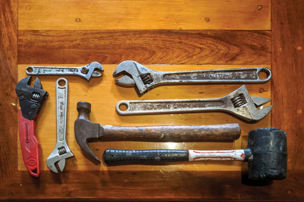 Sailor's tools laid out on a table