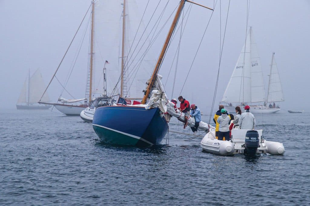 A sailboat hard aground.