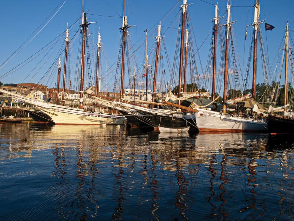 Schooners in a Maine harbor.