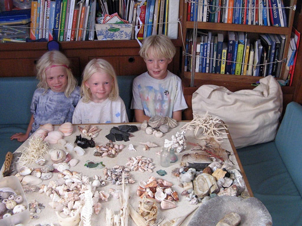 kids with seashells