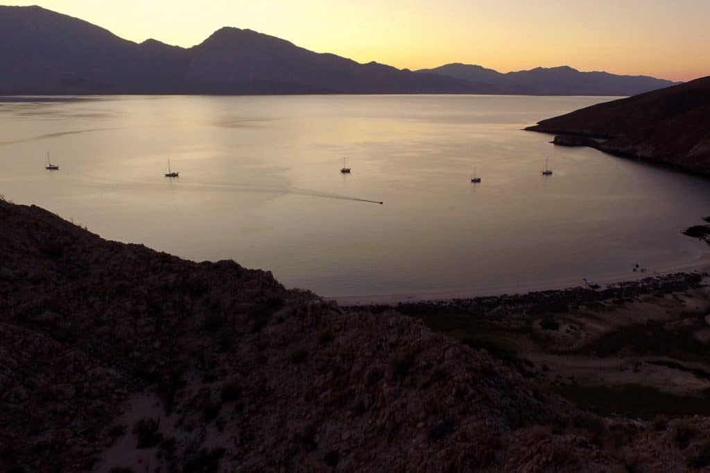 boats at dusk