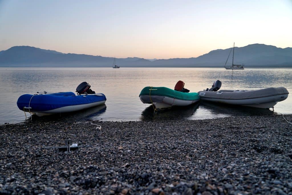 dinghies on the beach