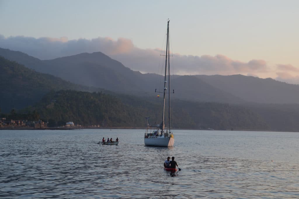 sailboat anchored in Comoros