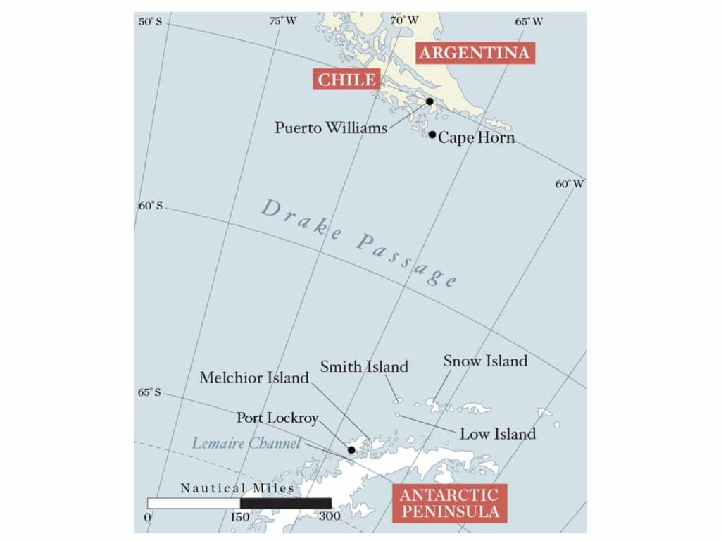 Map of Antarctica peninsula