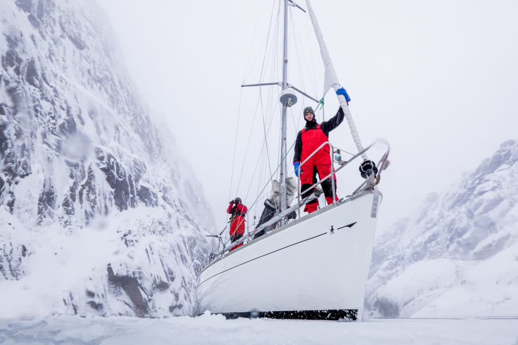 A crew of sailors in the arctic