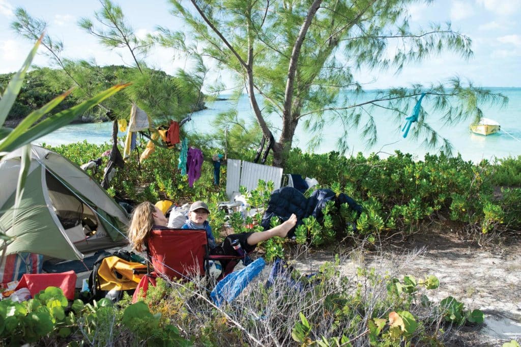 Camping next to Williams Cay.