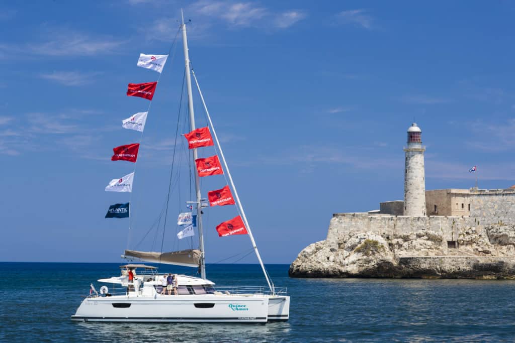 Cruising Worlds Parade of Boats into Havana harbor