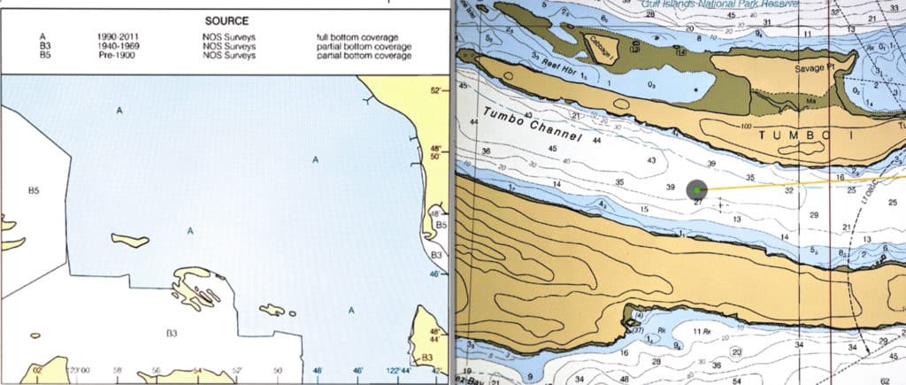 Sucia Island chart and Tumbo Island chart