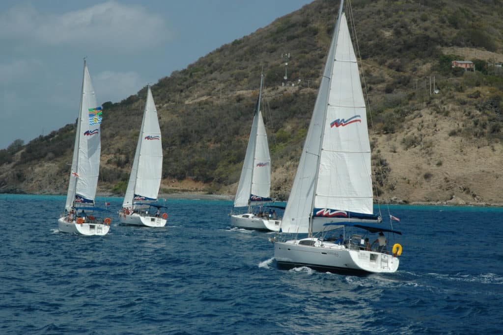 Racing on a sailing vacation in the BVI