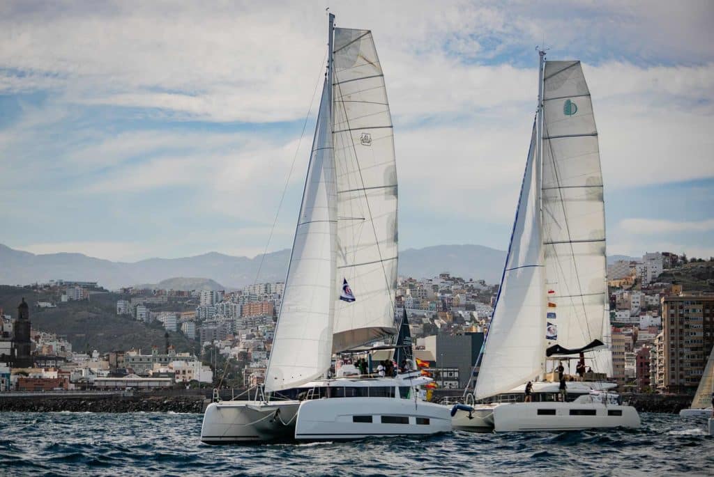 Catamarans in front of Las Palmas de Gran Canaria