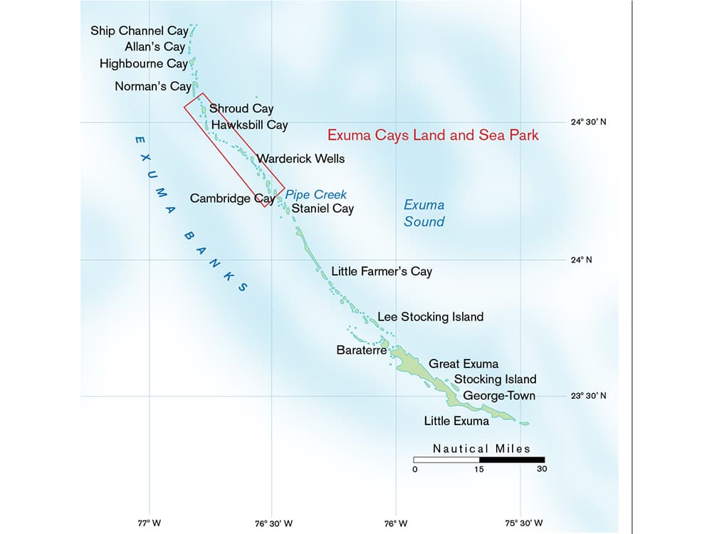 Exuma Cays Land and Sea Park map