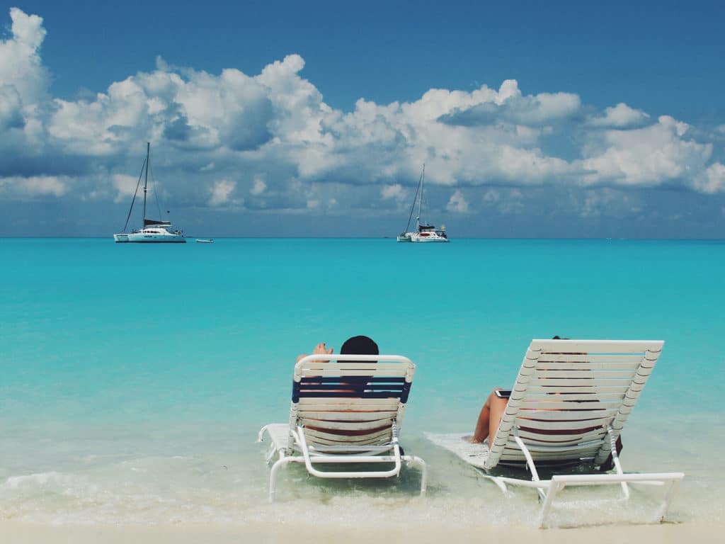 sitting on the beach