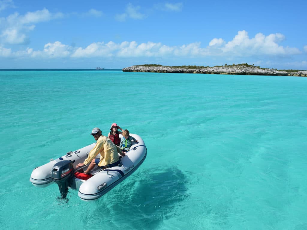 kids enjoying the dinghy