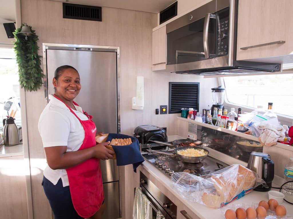 chef in the galley on a chartered boat