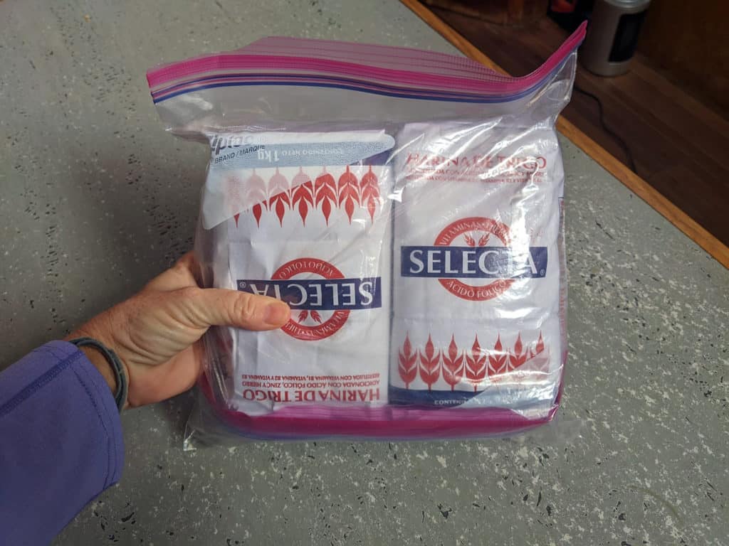 Flour in ziplock bags