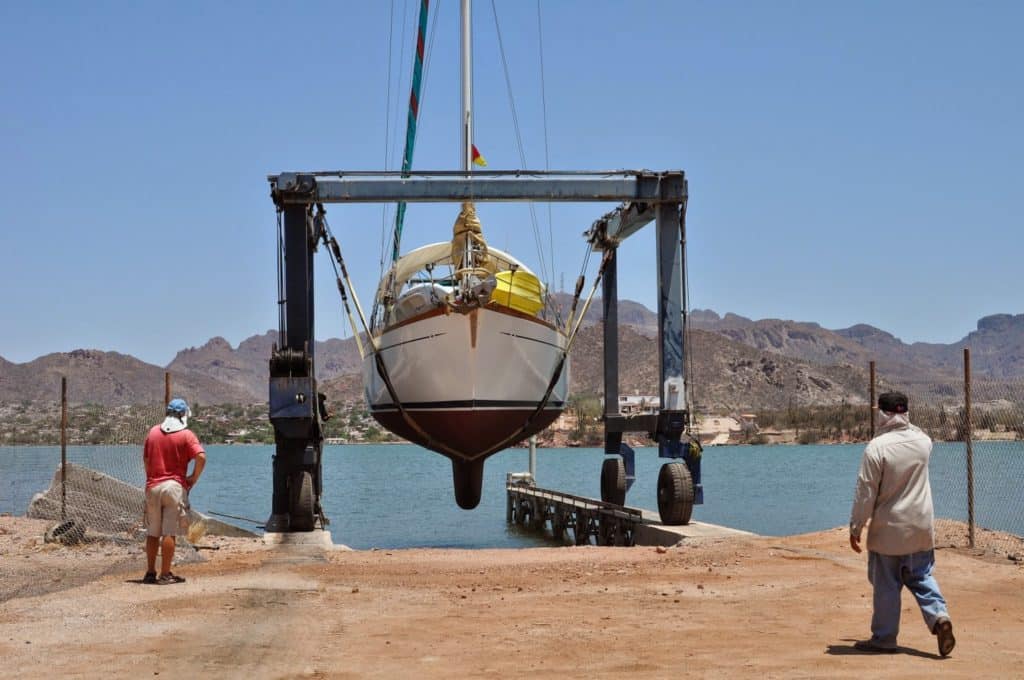 Boat being hauled