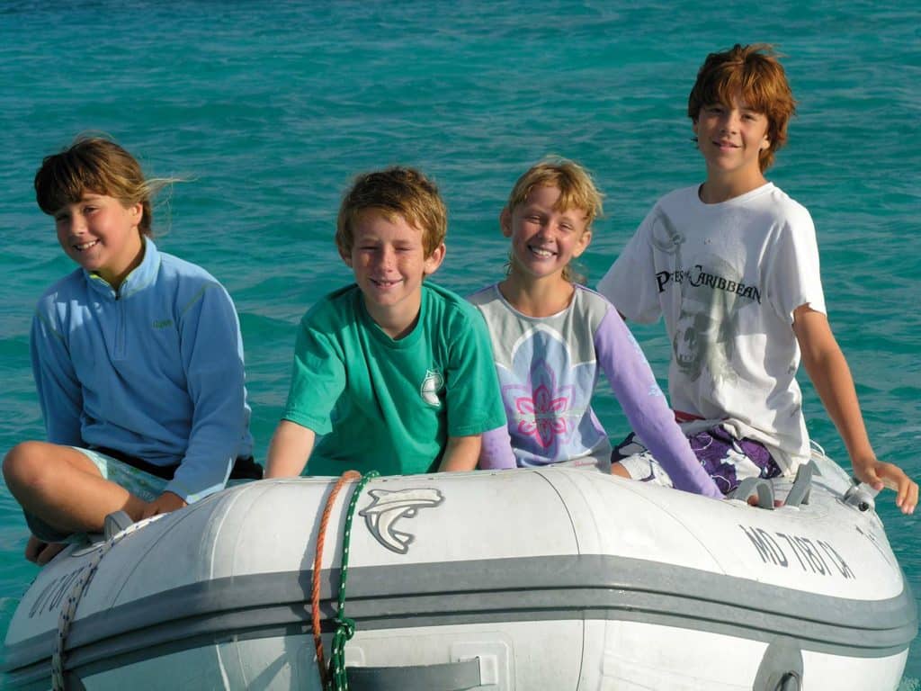 Kids in dinghy