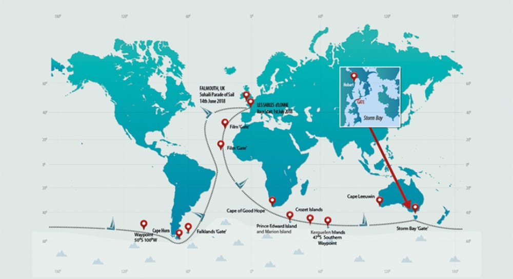 map of 2018 Golden Globe route