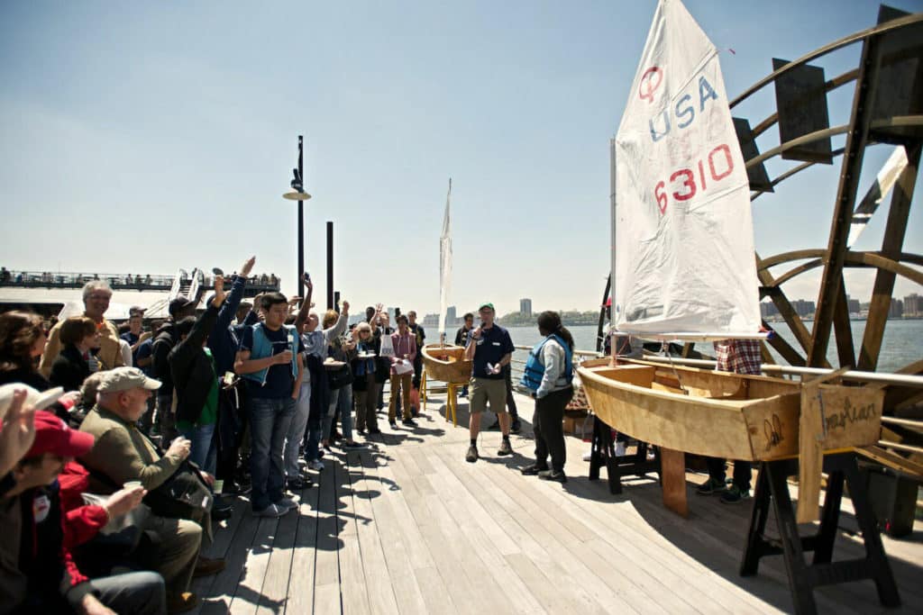 Hudson River Community Sailing opti launch