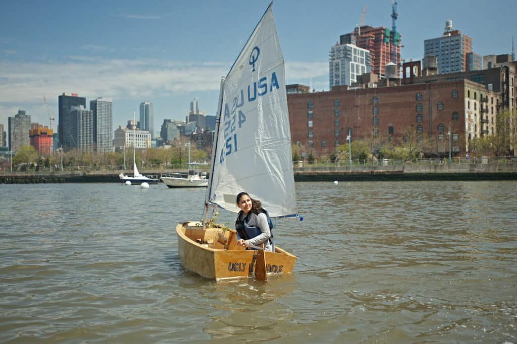 Opti sailing in New York City