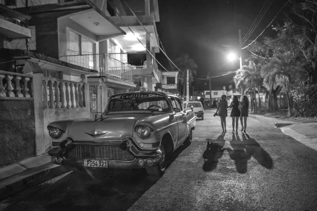 Cuban street at night