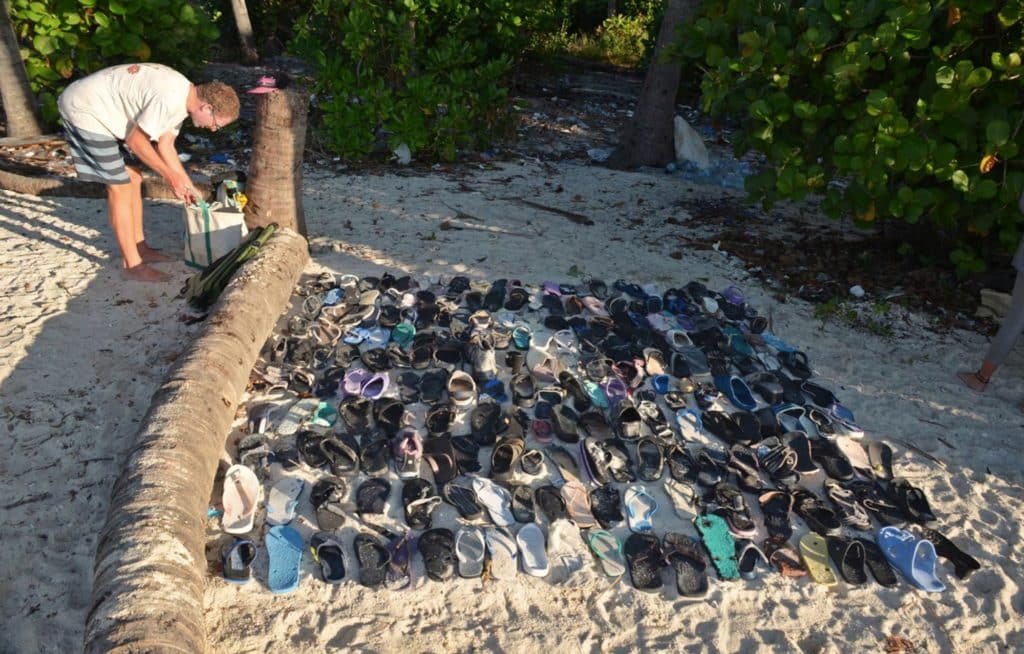 shoes found discarded on a tiny island