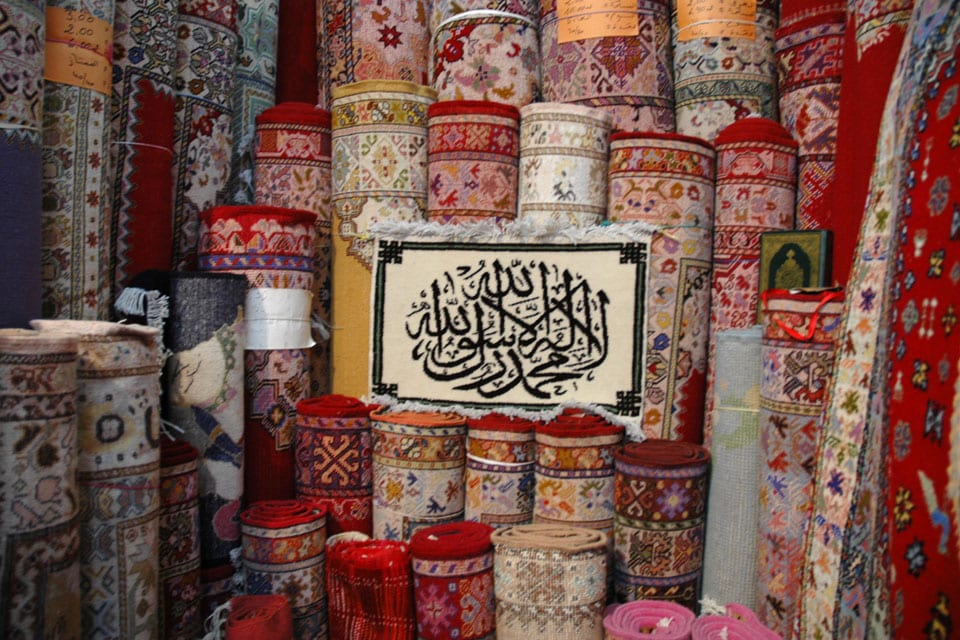 Carpets in Moroccan market
