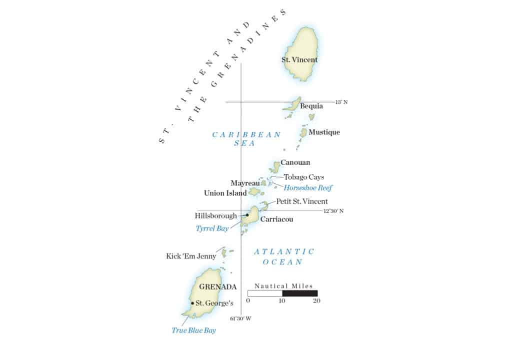 Sailing Grenadines map