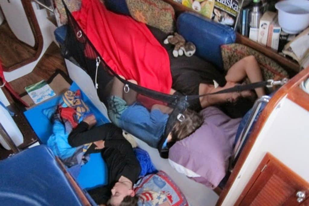 Family Sleeping on a Sailboat