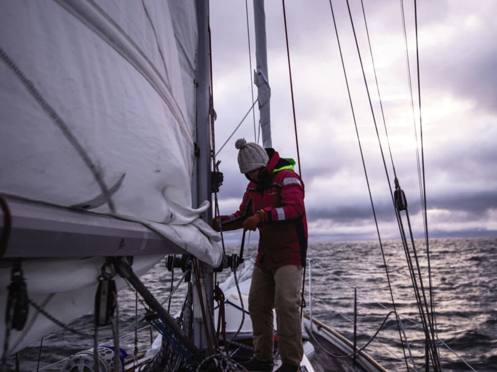 raising sail in the Arctic