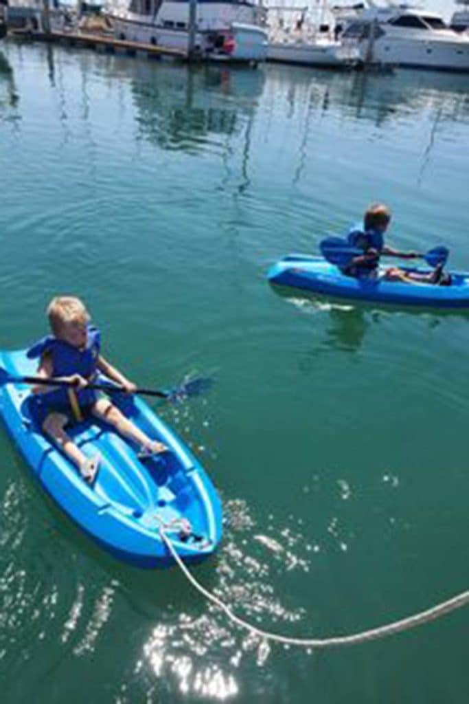 kids in kayaks