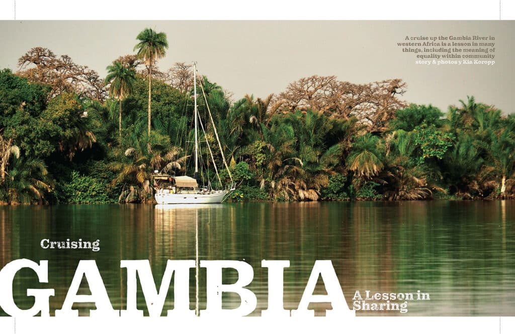 The cover spread for a magazine article entitled "Gambia"