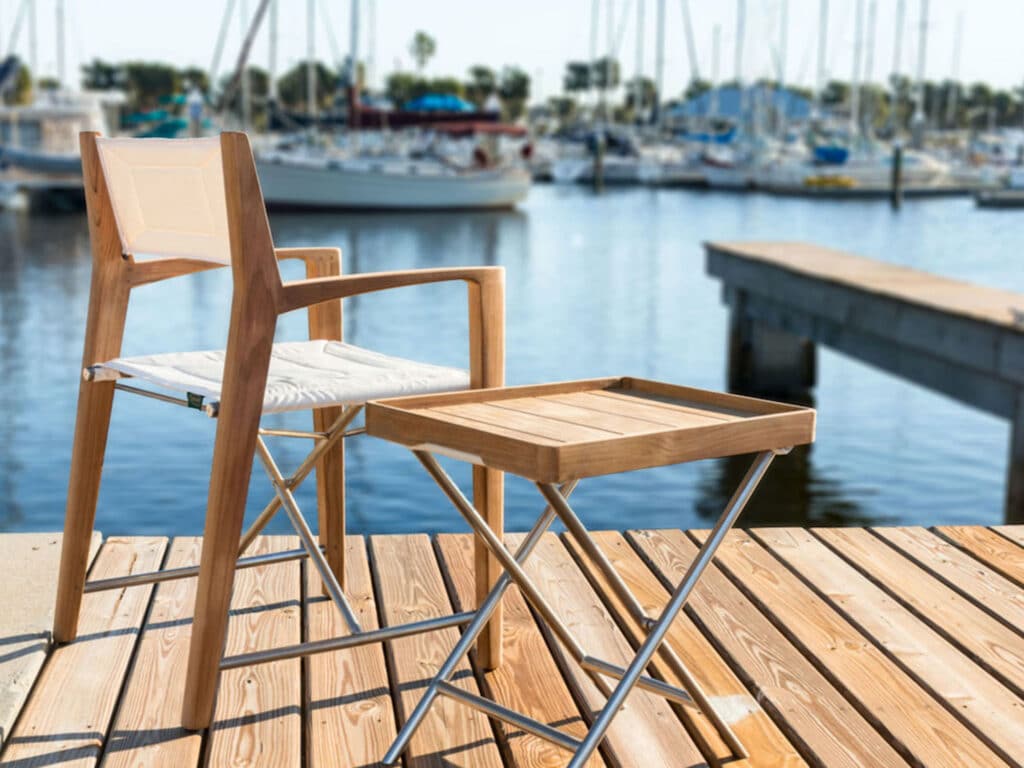 seat and table on dock
