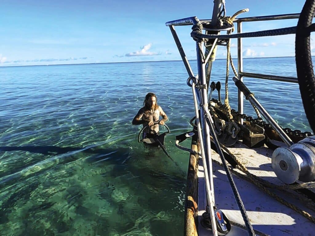 The author setting his anchor