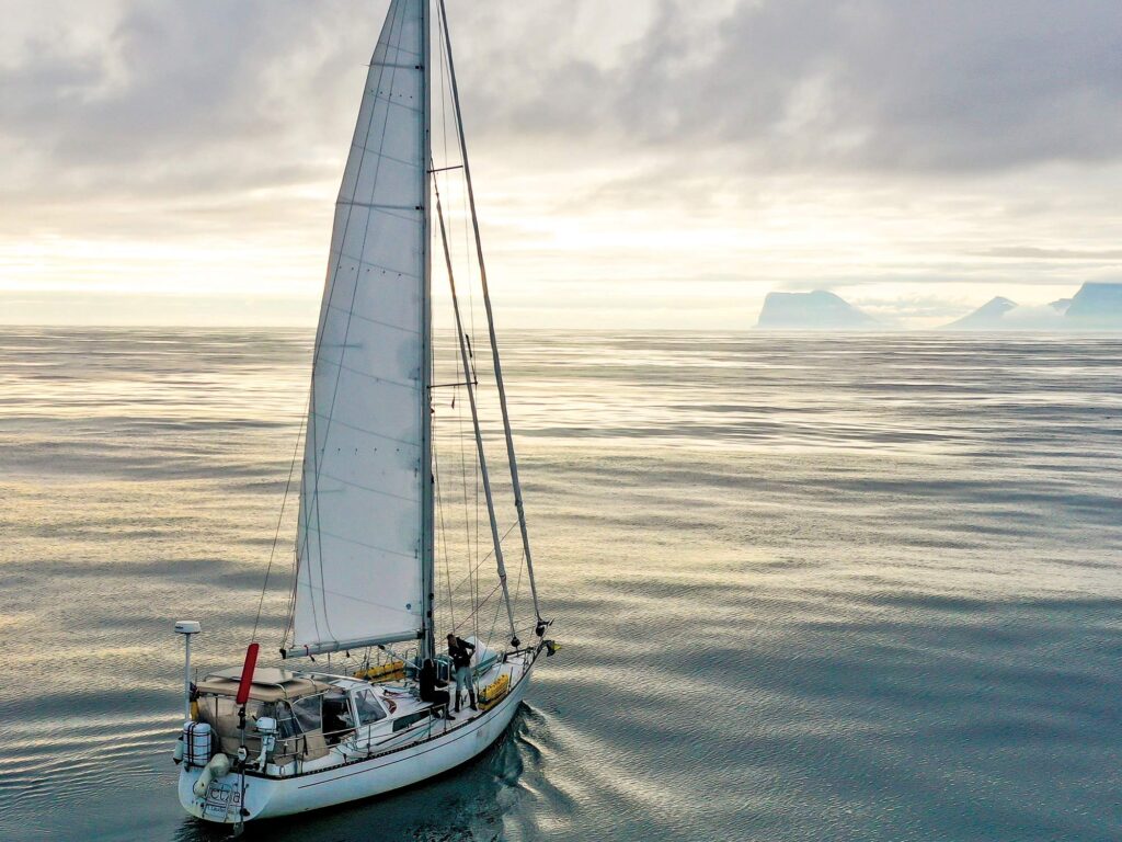 Sailboat in the north Atlantic