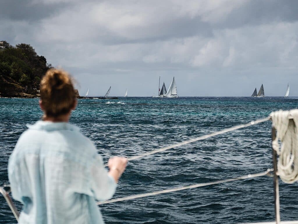 Sailboats racing near Falmouth Harbour