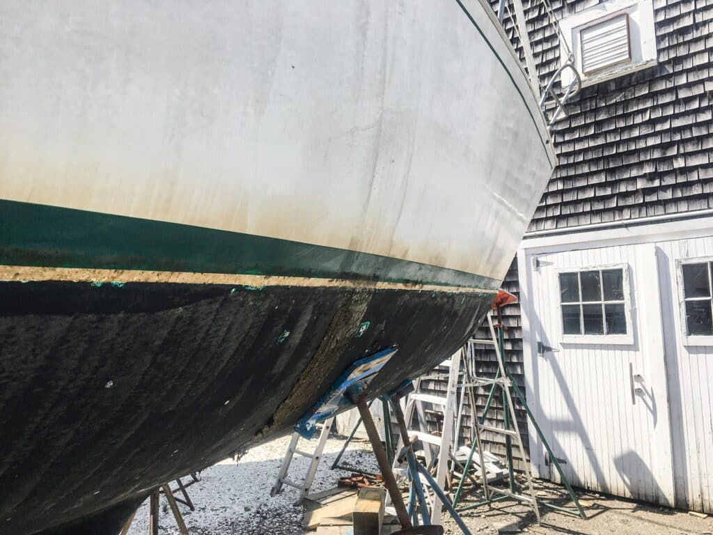 Cleaning the boat hull