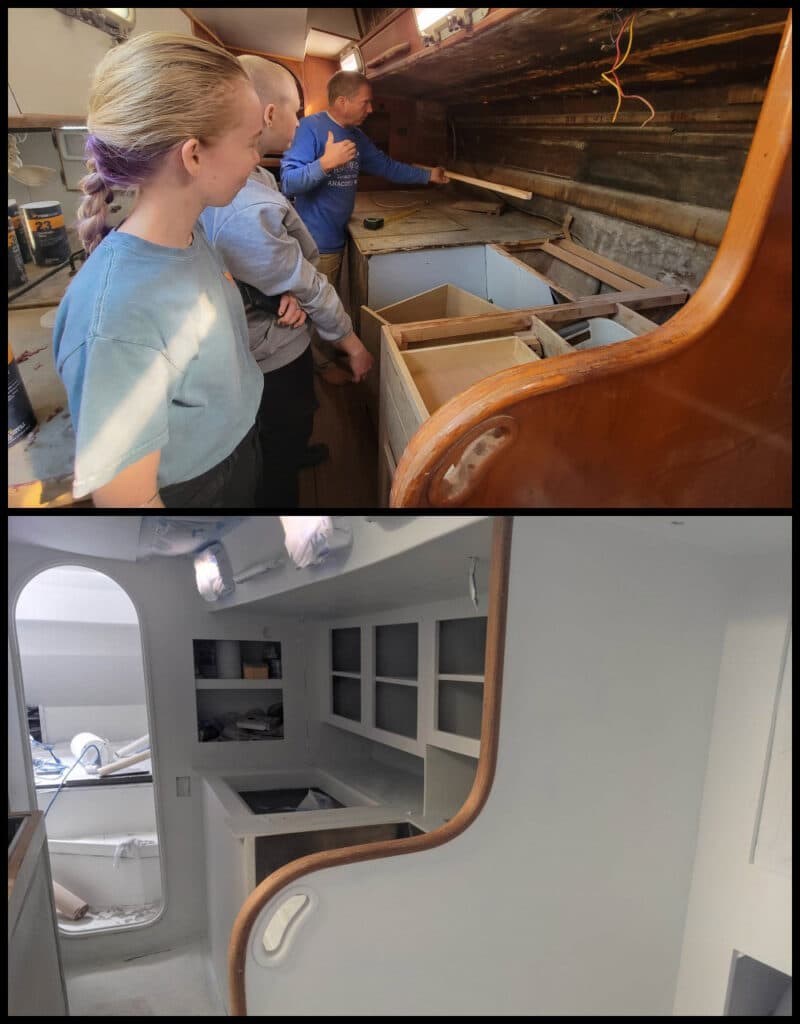 Galley before and after