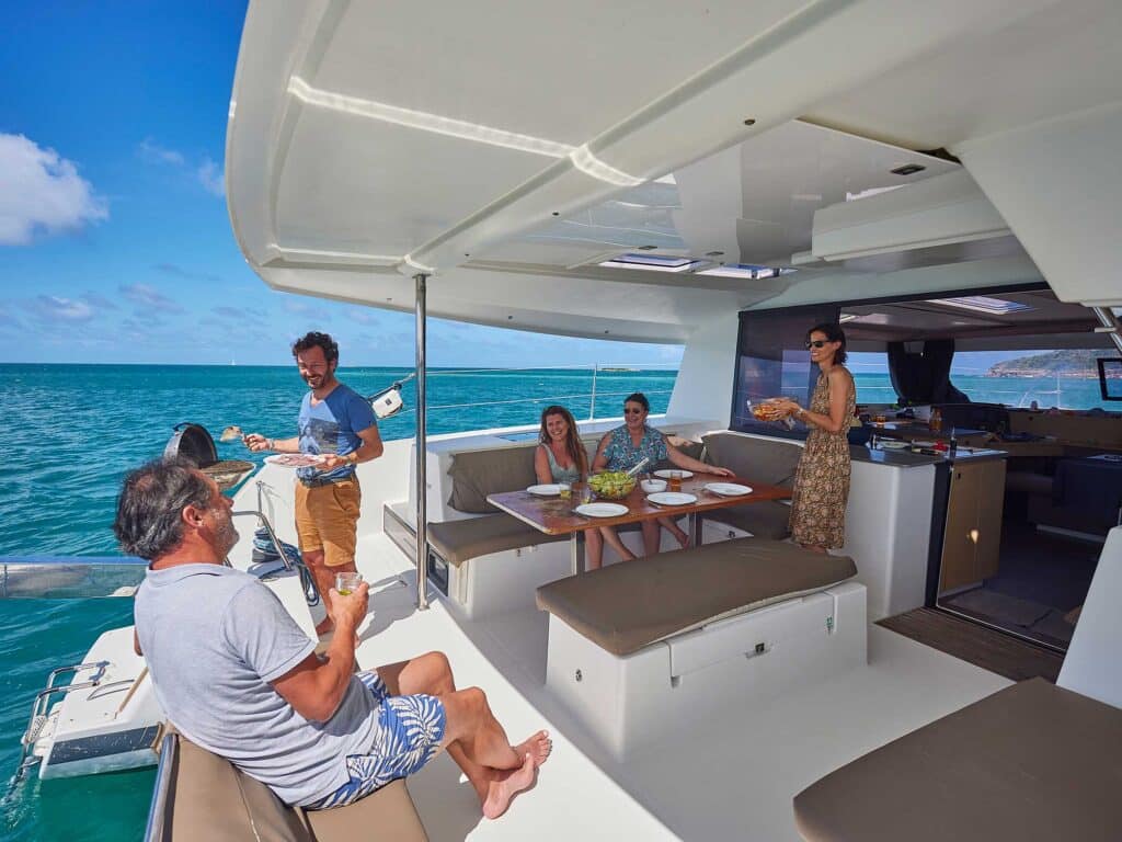 Galley of a catamaran charter