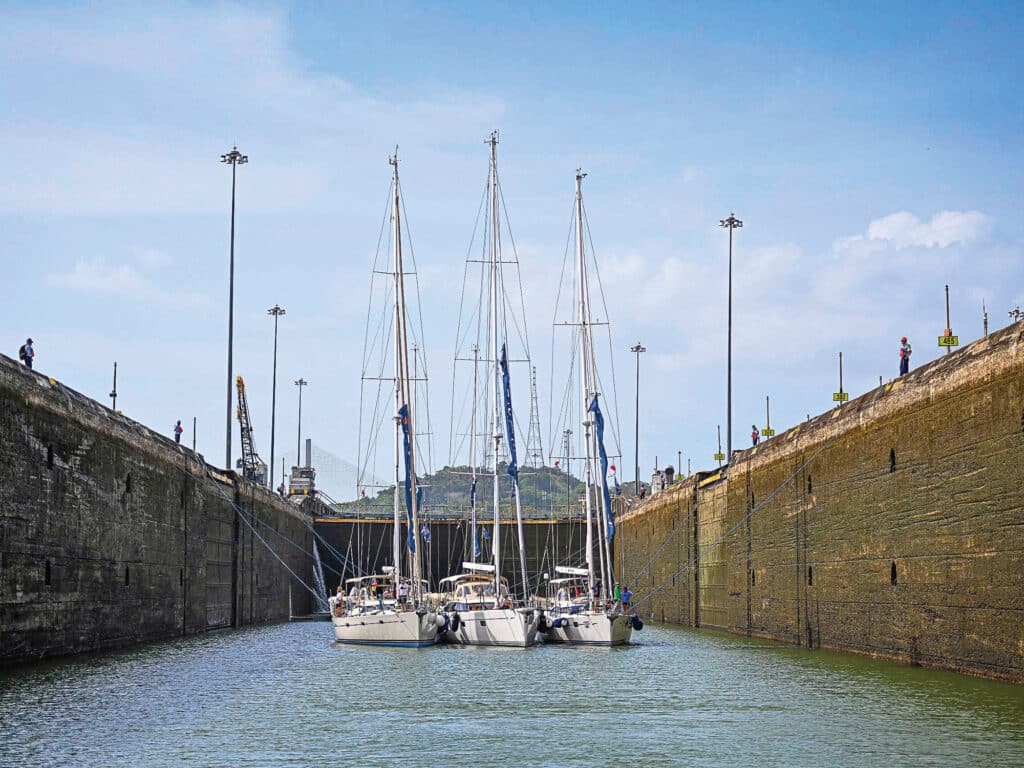Oyster yachts crossing the Panama Canal.