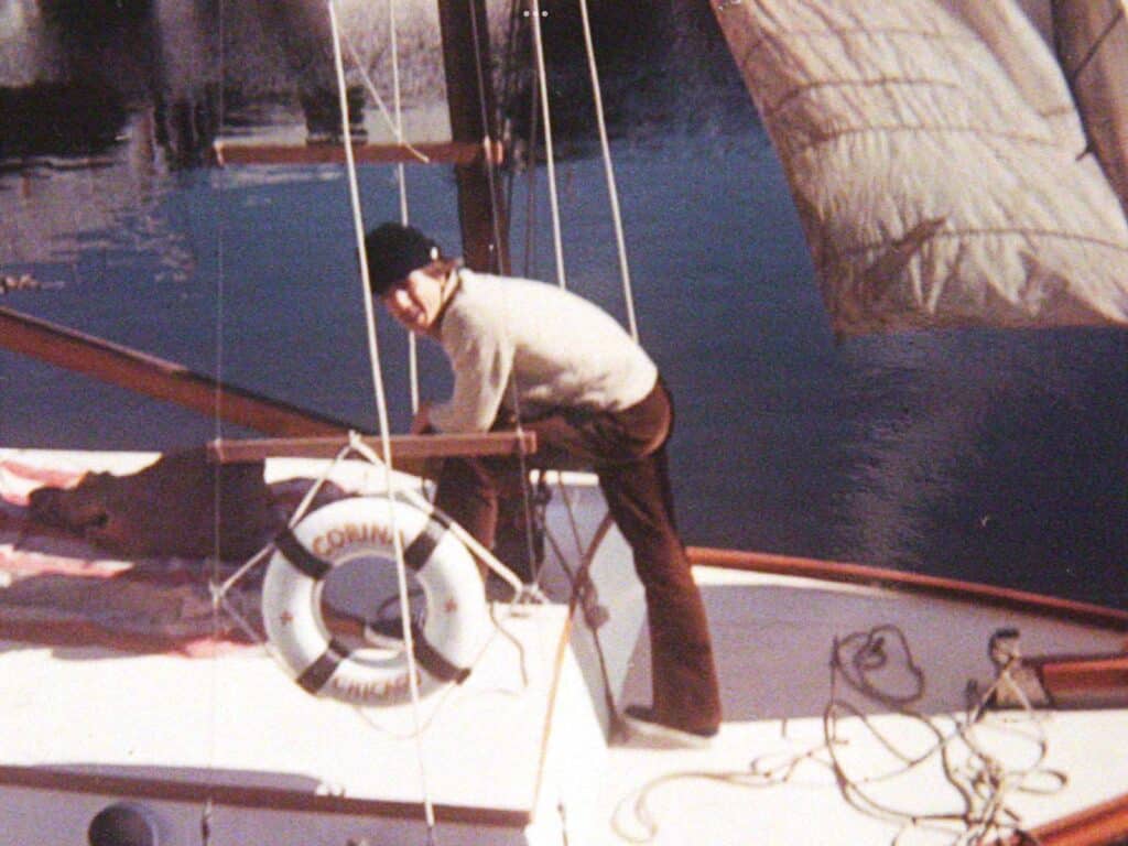 Fatty Goodlander on a sailboat