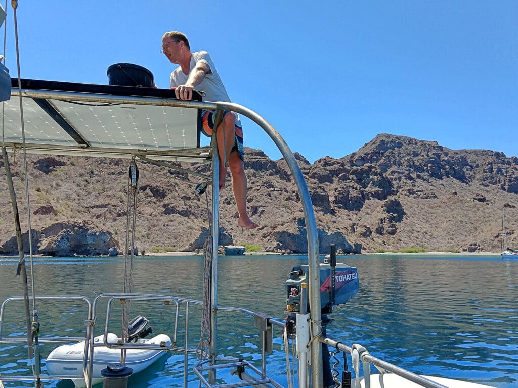 Jamie cleaning solar panels