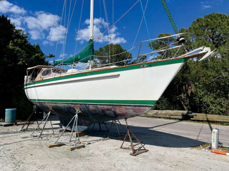 sailboat being prepped to paint